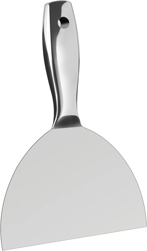 6 Inch Putty Knife, Premium Polished All-Stainless Steel Scraper Tool for Drywall Finishing and Paint Scraping