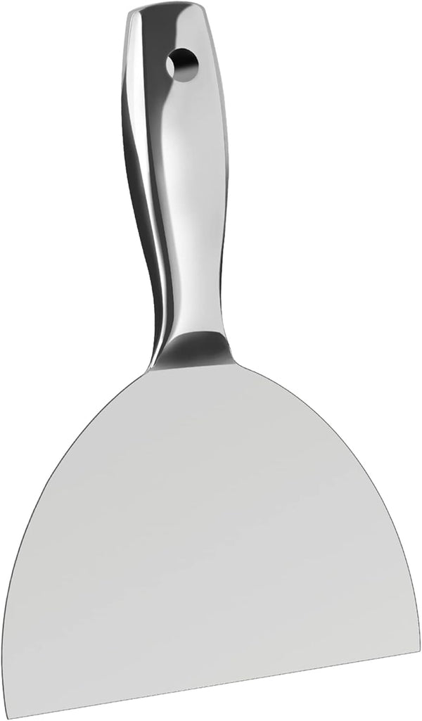 6 Inch Putty Knife, Premium Polished All-Stainless Steel Scraper Tool for Drywall Finishing and Paint Scraping
