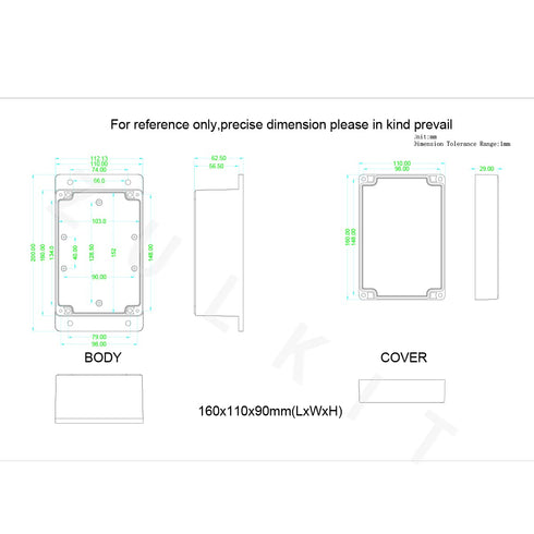 Junction Box - Zulkit Waterproof Dustproof IP65 ABS Universal Electrical Boxes Enclosure with Fixed Ear, Black 6.30 x