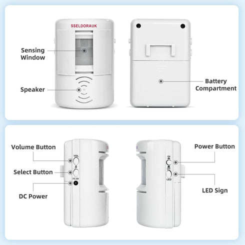 PIR Motion Sensor Door Bell Shop Visitor Alert Chime Dingdong Welcome Alarm Burglar motion detector by S SELDORAUK