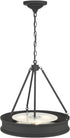 28990 100-Watt 3-Light Bulbs Minka Lavery Matte Black Drum Pendant Light with Frosted Clear Glass Shade, No Included