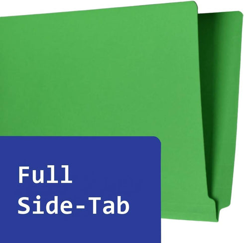 The File King Green File Folder, Full Side Tab, Letter Size, Box of 100, 11-Point Fiber Construction, USA Made
