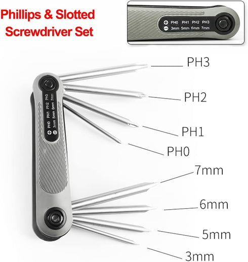 Pocket Screwdriver, Folding Screwdriver Set, 8 in 1 Multitool, Universal Slotted Phillips Screwdriver, 1 Pack 8Pcs