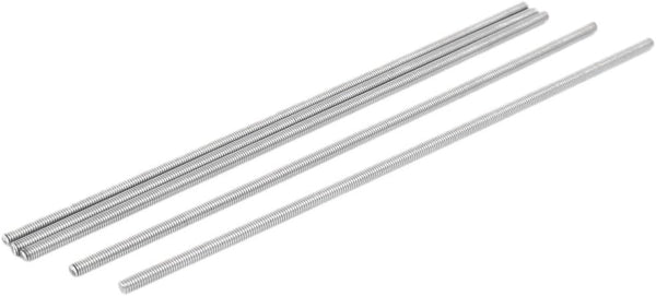 uxcell M4 x 180mm 0.7mm Pitch 304 Stainless Steel Fully Threaded Rods - Silver Tone, 5 Pcs