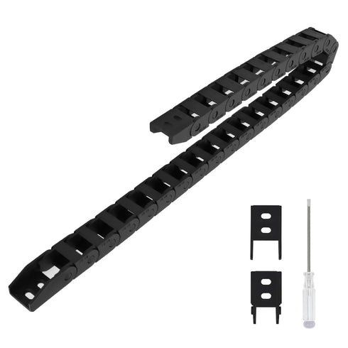R18 Black Plastic Cable Wire Carrier Drag Chain, 10mm x 15mm, 1M Length for CNC with End Connectors