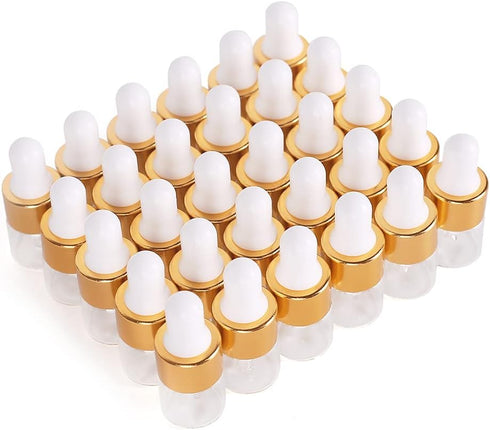 50 Clear Glass Dropper Bottles, 1/3/5ML Essential Oil Tincture Bottles with Measuring Pipette and Lid