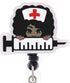 Cute Black Girl Retractable Badge Holder Gift for Women, ID Name Tag Nursing Badge Reel with Alligator Clips