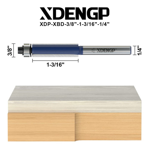Flush Trim Router Bits 1/4 Inch Shank, 1/2 Inch Cutting Diameter, 1-3/16 Inch Cutting Height, Bottom Bearing Flush