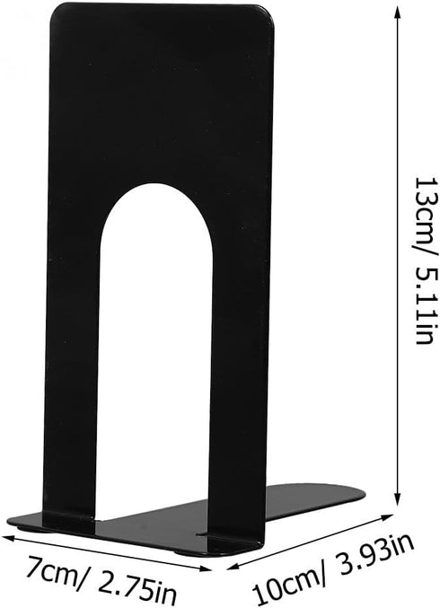GARIOUANS 4pcs Black Iron Bookends for Desk Non-Slip Metal Book Holders, Compact Size, Multi-Function Book Organizer