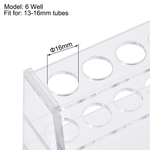 uxcell Acrylic Test Tube Holder Rack, Clear, 6 Wells for 10ml Centrifuge Tubes