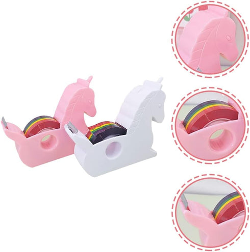 STOBOK 2pcs Cartoon Tape Dispenser, Rainbow Tape Holder and Washi Paper Cutter for Office Home