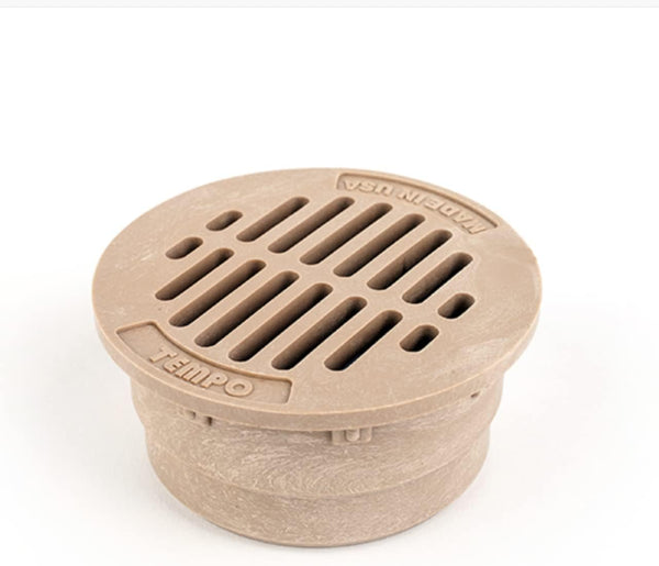 Premium USA Made 3" Inch TAN Outdoor Round Flat Drain Grate Cover, Fits All 3" Inch Sewer & Drain Pipe/Fittings