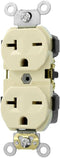 Leviton 5822-ICP 20-Amp, 250 Volt Duplex Receptacle - Narrow Body, Commercial Grade, Self Grounding, Ivory