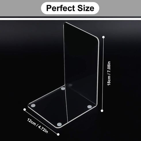 MerryNine Clear Book Ends 2pcs, Decorative Non-Slip Acrylic Bookends for Heavy Duty Books, Kids Bookshelf Organizer