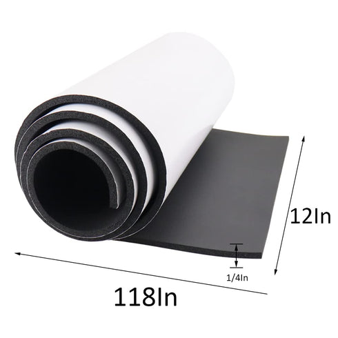 12'' 118'' 1/4'' DGSL Neoprene Adhesive Foam Sheets, W x L x Thick Sponge Self Adhesive Rubber Padding Sheet Closed
