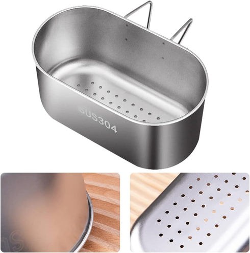Frinovalt Stainless Steel Drain Basket, Kitchen Sink Drain Basket Storage Rack Strainer for Vegetables, Fruits, Kitchen