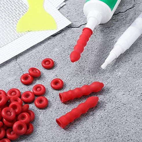 25 Pcs Red Caulk Saving Cap, Caulking Tube Cover, Caulk Sealer Save Cap for Sealing and Preserving,Adhesive Caulk