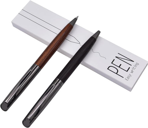 Elegant Wood Ballpoint Pen Set, Fancy Writing Pens with Black Ink and 4 Extra Refills, Graduation Gift Pen