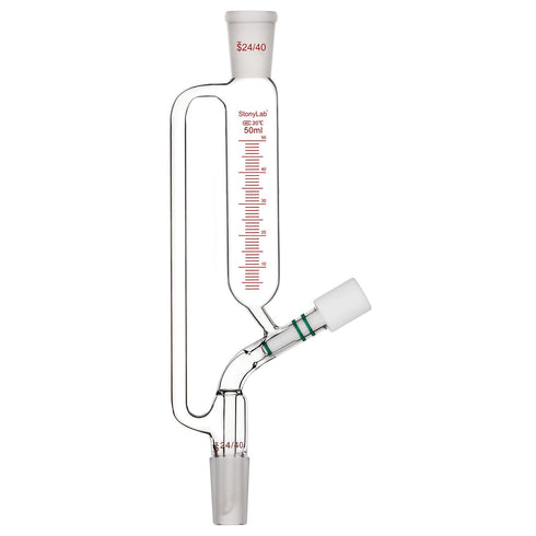 stonylab Graduated Pressure Equalizing Addition Funnel, 50 ml Borosilicate Glass Dropping Funnel with 24/40 Joint