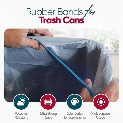 95-96 Pack 6 Rubber Bands Gallon Trash Cans - Garbage Bag Holder - Heavy Duty