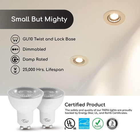 Euri Lighting EP16-7W5020eG-2 Dimmable LED PAR16, GU10 Base, 7W (50W Equal), 500lm, 2700K Warm White, 2 Count