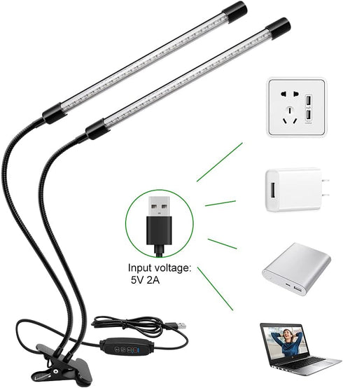 YGS-Tech LED Black Light, 3 9 12H Timer, 10 Dimmable Levels UV Light, Dual Head 54LEDs Blacklight for Glow in The Dark