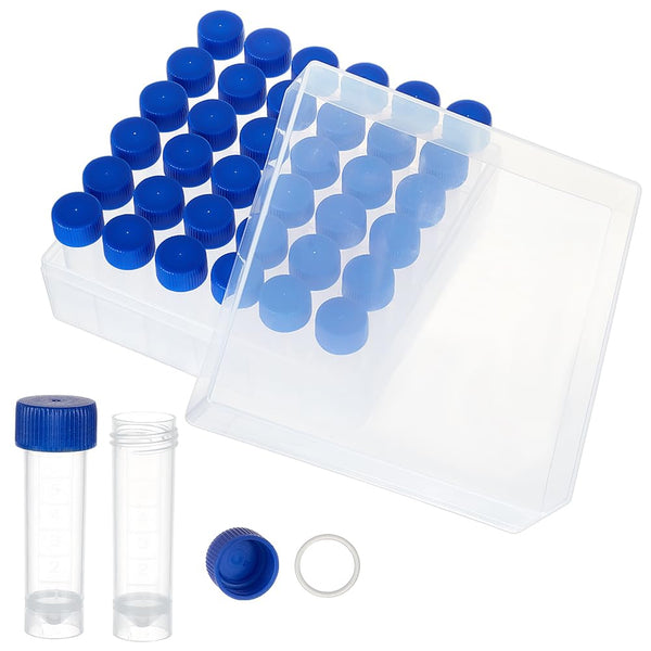 OLYCRAFT 36Pcs 5ml Cryo Tubes with Screw Caps, Small Sample Test Tubes with Storage Box