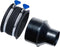 POWERTEC 4 Inch to 2-1/2 Inch Reducer and Dust Control Flex Cuff with Stainless Steel Key Hose Clamps