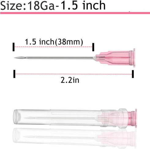 100 Pcs 18Ga 1.5 Inch/38mm Luer Lock Lab Utensils Dispensing Needle, Individually Sealed