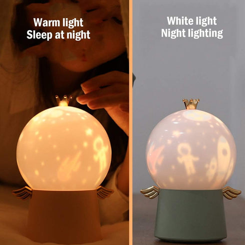 YXCKG 360Rotating 8 Angel Projector Night Light, Baby Projector Lamp, Romantic Planet Sky Projection for Kid Birthday