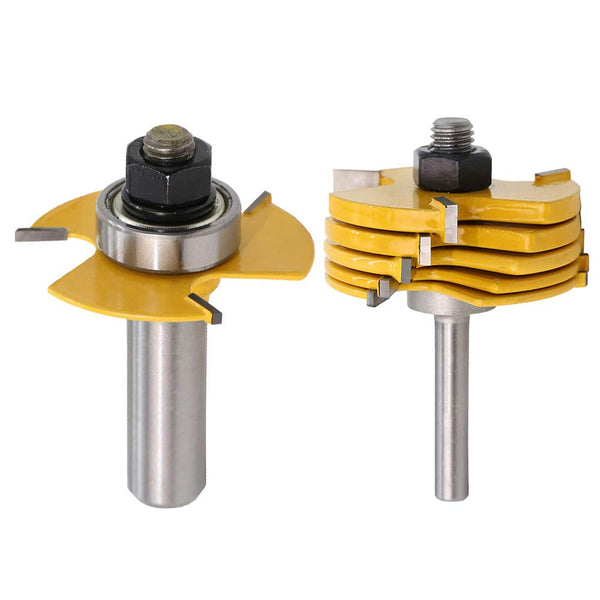 Yakamoz 1/2 Inch Shank Adjustable 3 Wing Slot Cutter Router Bit Set with 6 Pieces Slotting Cutters, 1/2 Inch Cutting