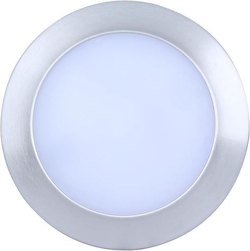 7.28-Inch LED Flush Mount Disk Light Brushed Nickel Finish, Slim Low Profile Ceiling Fixture for Contemporary