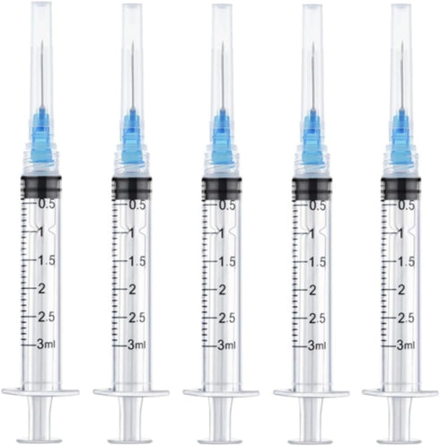 50 Pack 3ml Syringes with Needle - 23 Gauge, 5/8 inch Needle Luer Lock Syringe, Individually Sealed Packaged