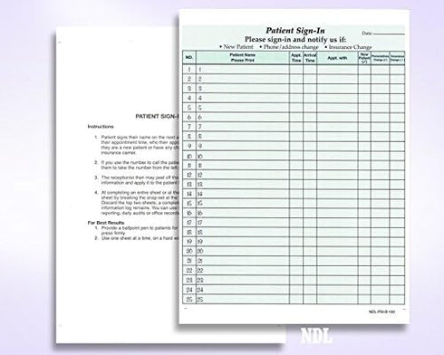 3 NextDayLabels - NCR Carbonless Part Patient Sign in Forms, HIPAA Approved and Compliant for Confidentiality in All