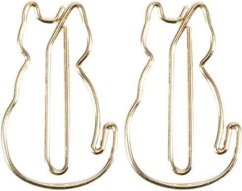 Cat Shaped Paper Clips, Thickened Metal, Unique Stylish MultiFunction, 12 Pcs for Office School, Gold