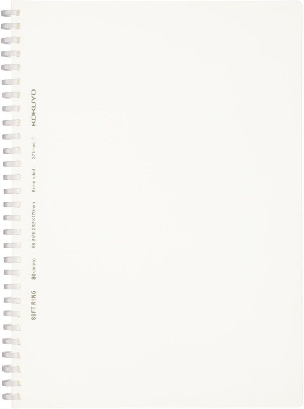 KOKUYO D Shaped Soft Ring Notebook - 6mm Ruled, 37 Lines, 80 Sheets, B5, Transparent, Japan Import