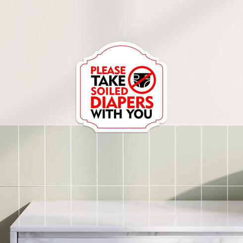 Elegant Soiled Diaper Disposal Sign for Walls or Doors | Perfect for Restaurants and Bars - Small Size