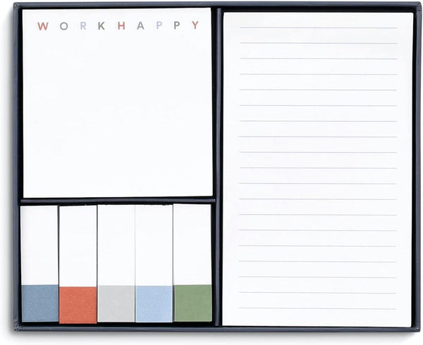 Poppin Work Happy Sticky Notes, (5) Unruled 0.5 x 1, (1) Unruled 3 x 3, Assorted Lagoon Colors, 90 Sheets/Pad