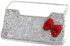 Bling Pure Handmade Rhinestones Business Card Holder, Stainless Steel Name Card Case with Red Bow