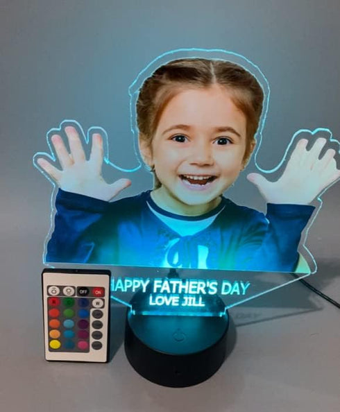 16 Your Custom Picture Photo UV Printed on Premium Acrylic In The Shape of Your Photo Night Light Up LED Personalized
