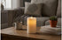 4x6 Inch 5-Hour Mikasa LED Wax Pillar Candle, White Wavy Flameless Candle with Dancing Flame Effect and Timer - Battery