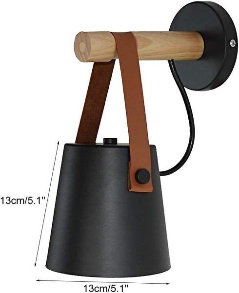 Wall Sconce Lighting Fixture, Industrial Wall Sconce Black Wall Sconce Light, Bedroom Bedside Wall lamp Brown Leather