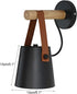 Wall Sconce Lighting Fixture, Industrial Wall Sconce Black Wall Sconce Light, Bedroom Bedside Wall lamp Brown Leather