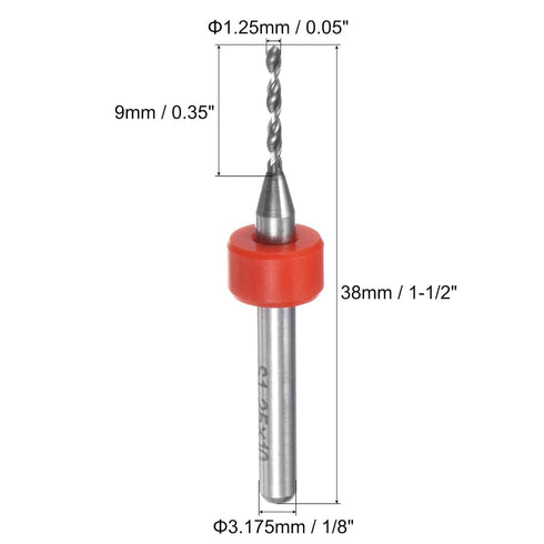 uxcell PCB Drill Bits 1.25mm Tungsten Carbide Rotary Tool Jewelry CNC Engraving Print Circuit Board Micro Drill Bits 1/8 Inch Shank 5 Pcs