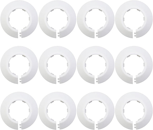 Wall Split Flange Plastic Escutcheon Ring, White, Fits 32mm/1.26" Outer Diameter Wall Pipe, Pack of 12