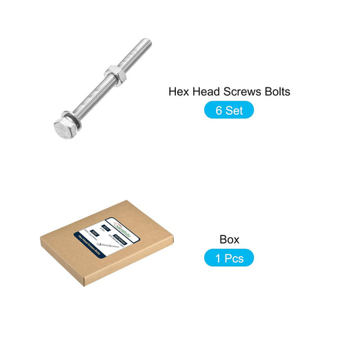 Hex Head Screws Bolts, Nuts, Flat & Lock Washers Kits (M10-1.5x120mm) Stainless Steel Machine Screws Set