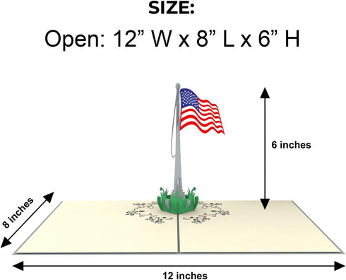 iGifts And Cards Patriotic 3D Pop Up Greeting Card, American Flag, All Occasion