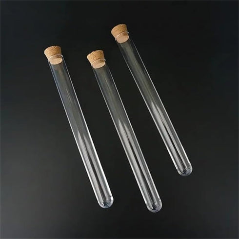10Pcs Clear Plastic Test Tubes with Cork Stoppers, 15x150mm 13ml for Jewelry Seed Beads Powder Storage