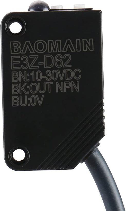 Baomain E3Z-D62 Diffuse Reflection Photoelectric Sensor Switch, NPN Output, 50-300mm, DC 10-30V for Machine Tools