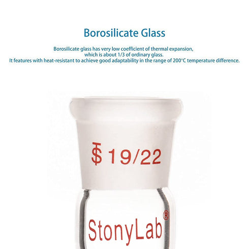 stonylab Borosilicate Glass 90 Degree Vacuum/Inert Gas Adapter, 19/22 Outer Joint for Laboratory Supply